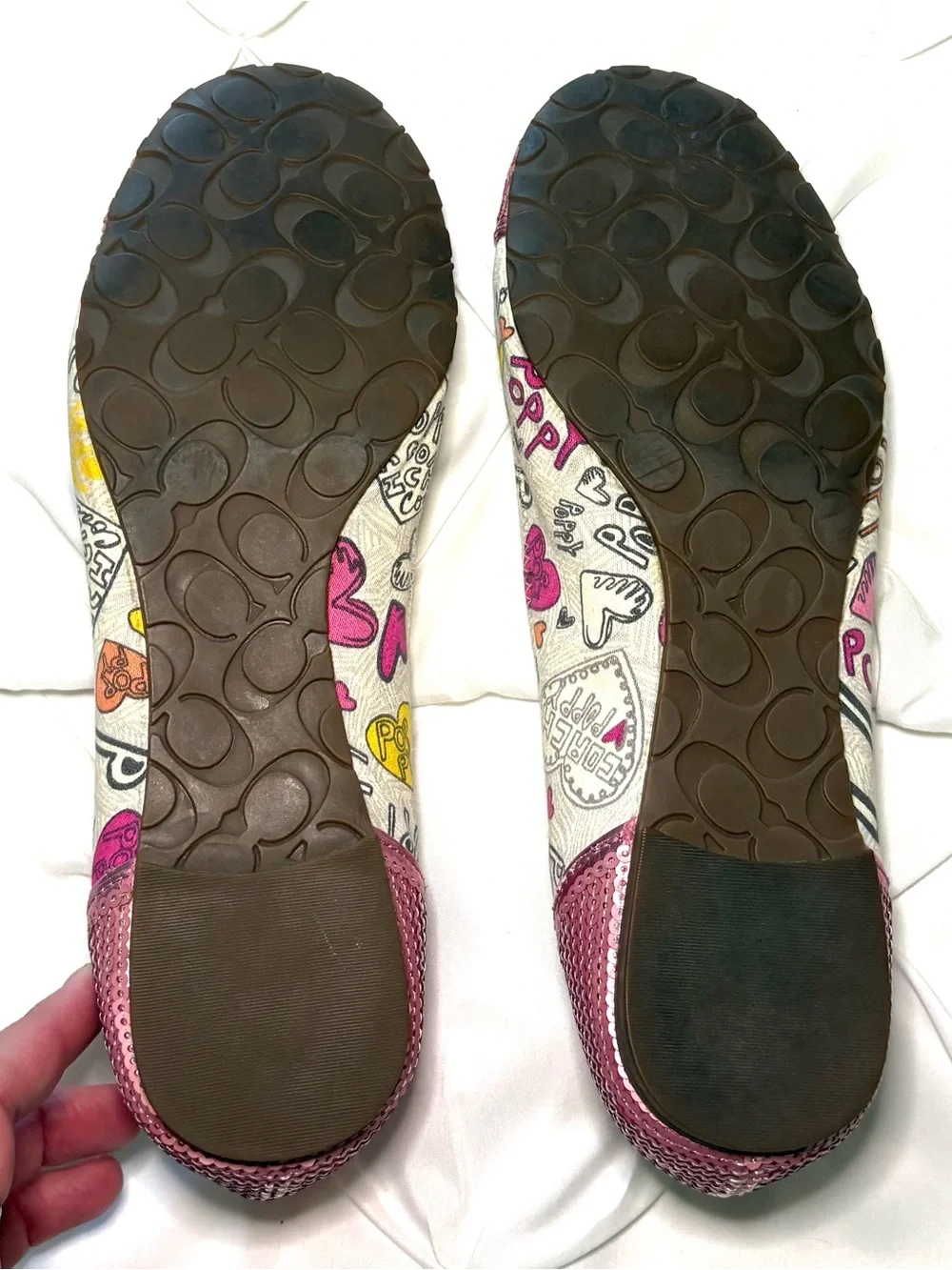 Coach Poppy Graffiti Y2k Sequin Ballet Flats, Women’s Size 8